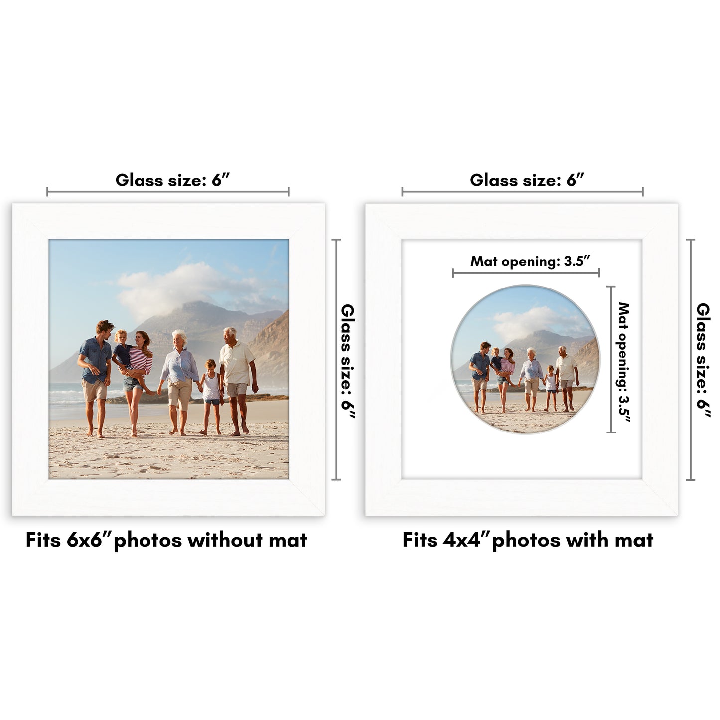 Picture Frame With Round Mat - Engineered Wood Photo Frame with Shatter-Resistant Glass Cover