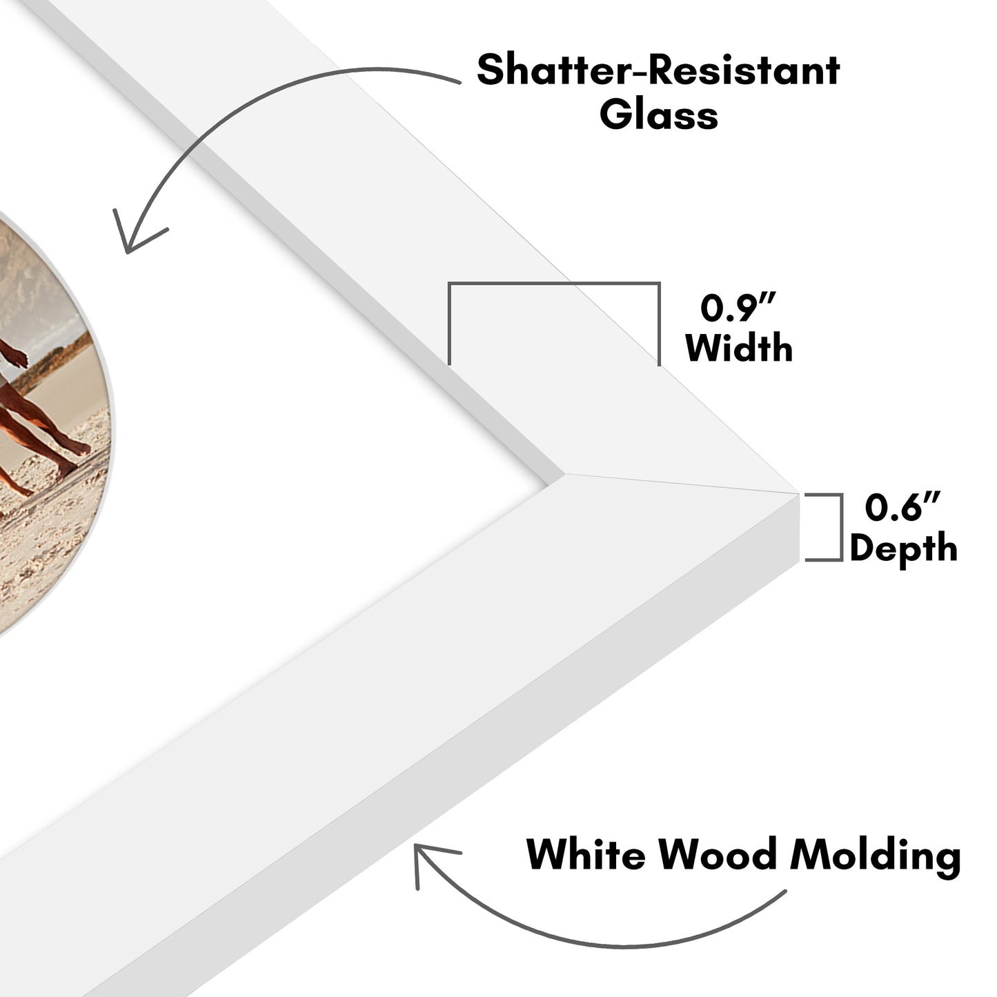 Picture Frame With Round Mat - Engineered Wood Photo Frame with Shatter-Resistant Glass Cover