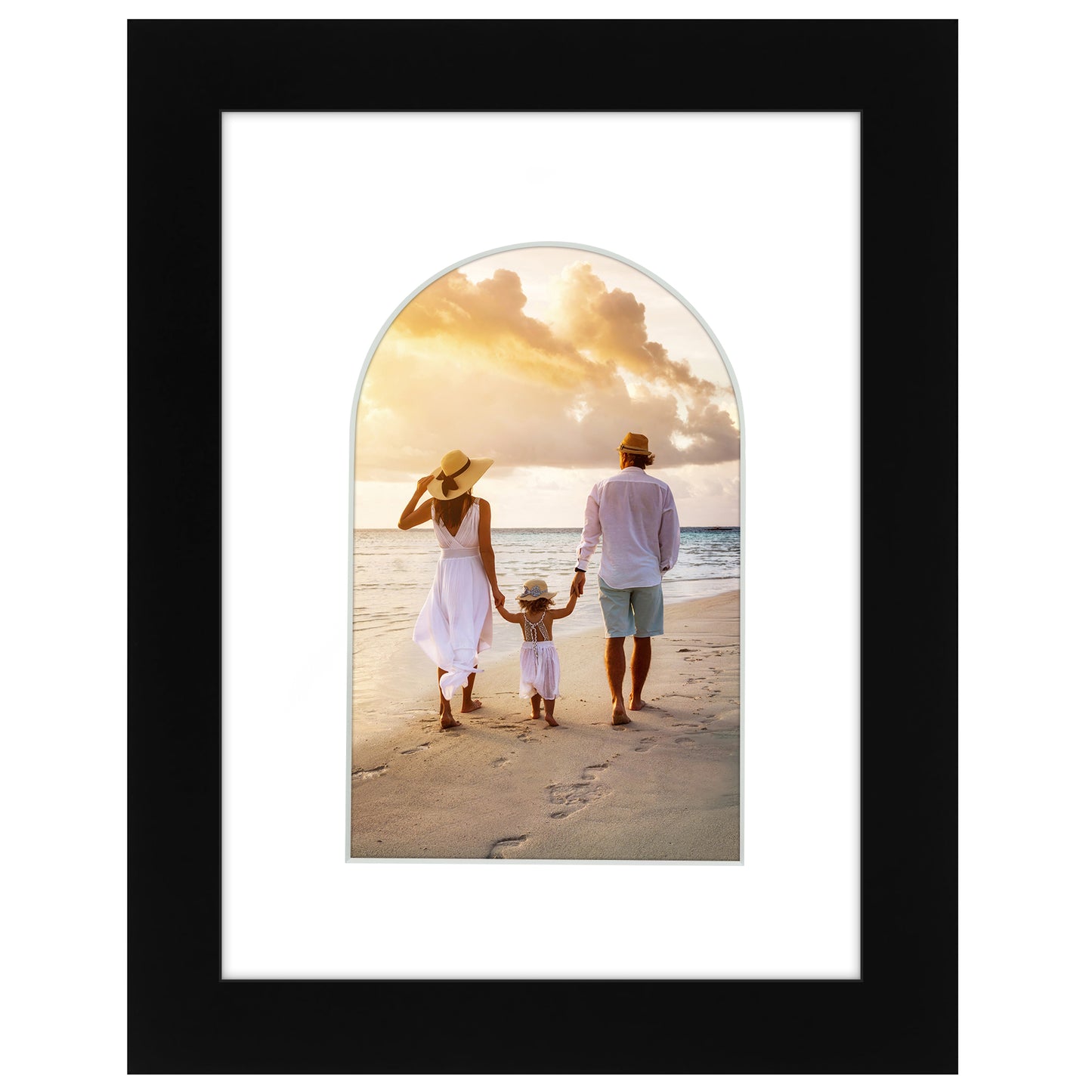 Picture Frame With Arch Mat - Engineered Wood Photo Frame with Shatter-Resistant Glass Cover