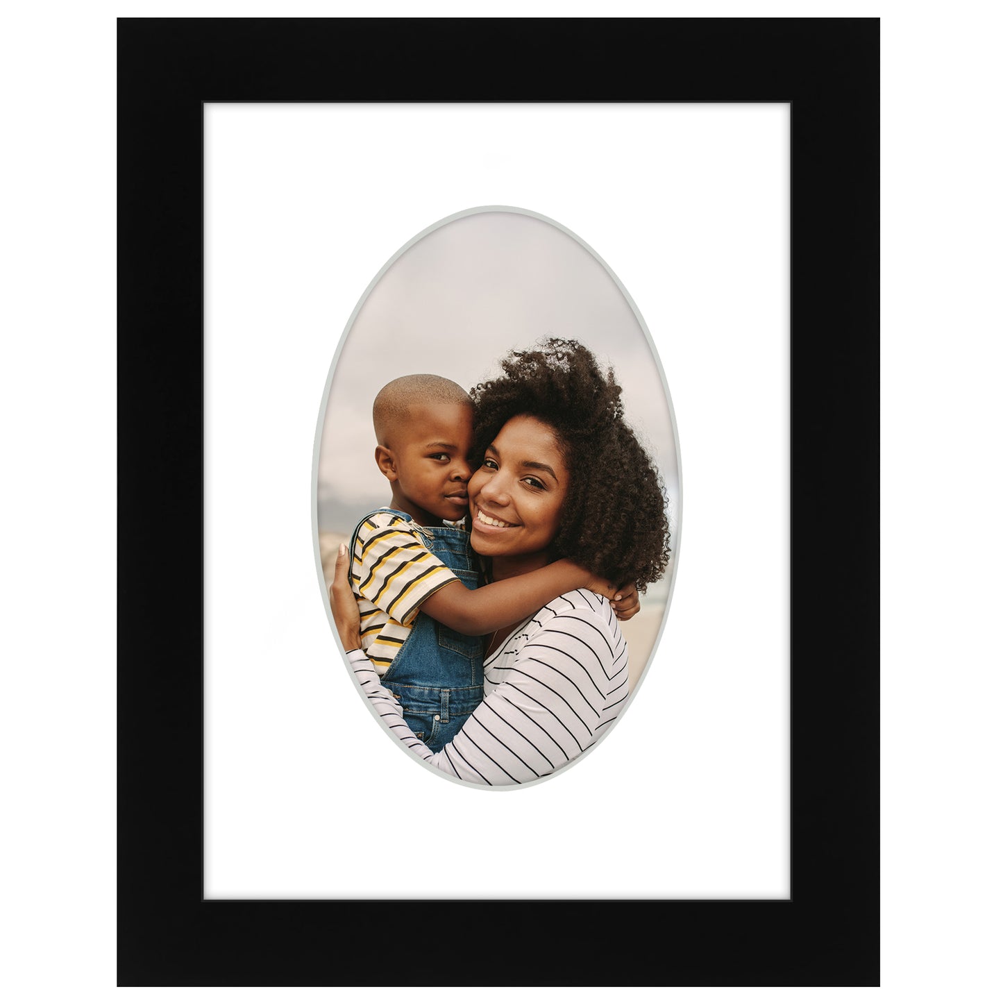 Picture Frame With Oval Mat - Engineered Wood Photo Frame with Shatter-Resistant Glass Cover