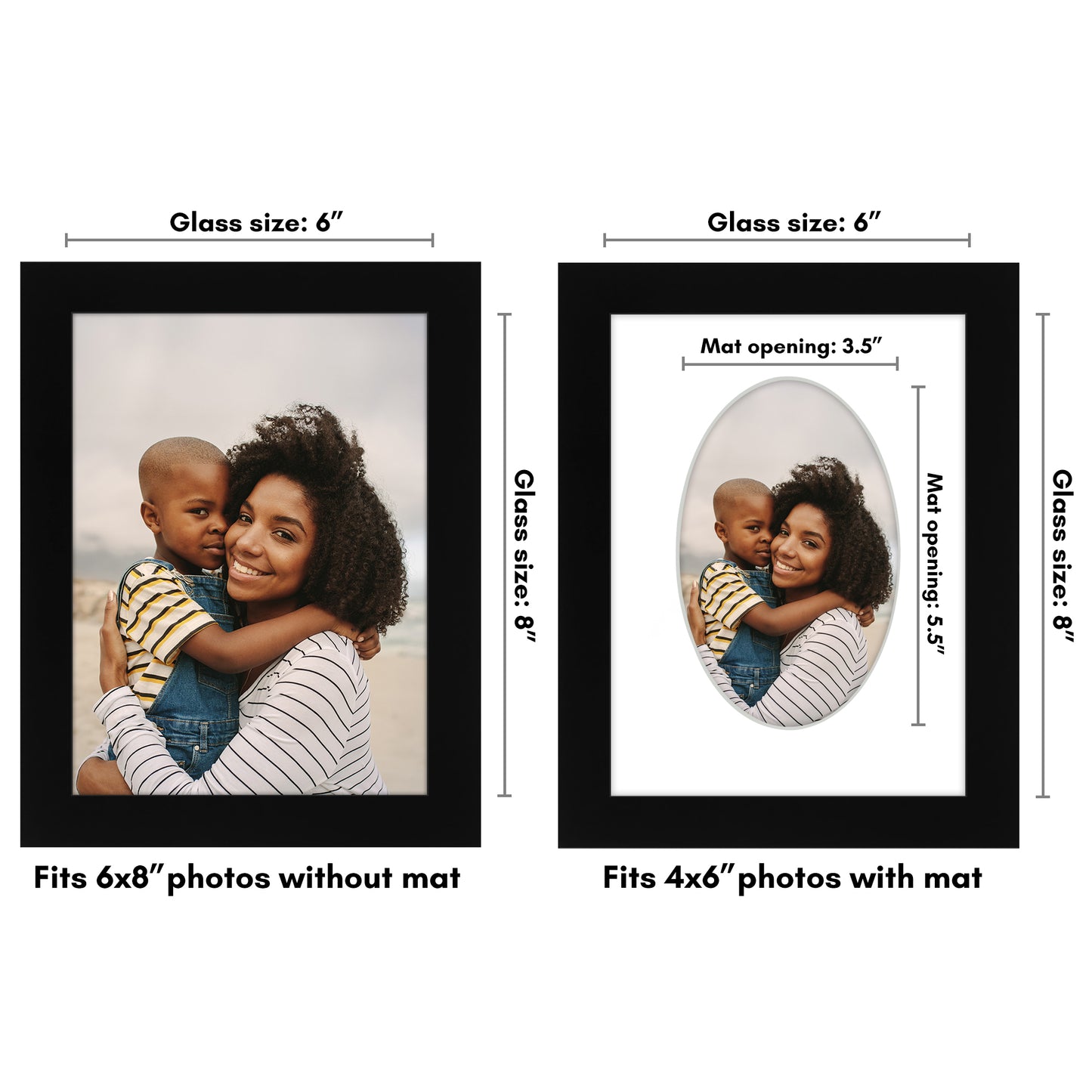 Picture Frame With Oval Mat - Engineered Wood Photo Frame with Shatter-Resistant Glass Cover