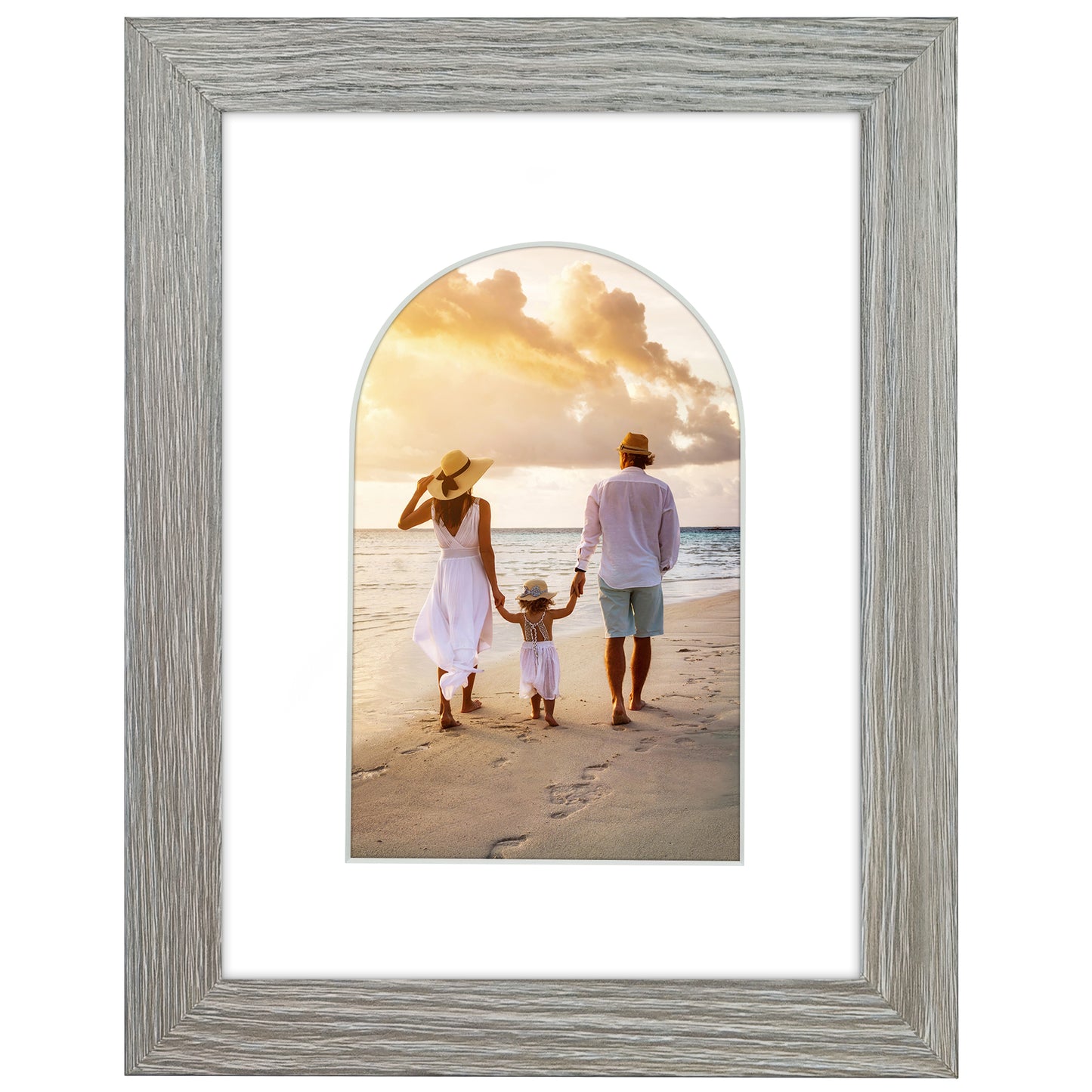 Picture Frame With Arch Mat - Engineered Wood Photo Frame with Shatter-Resistant Glass Cover