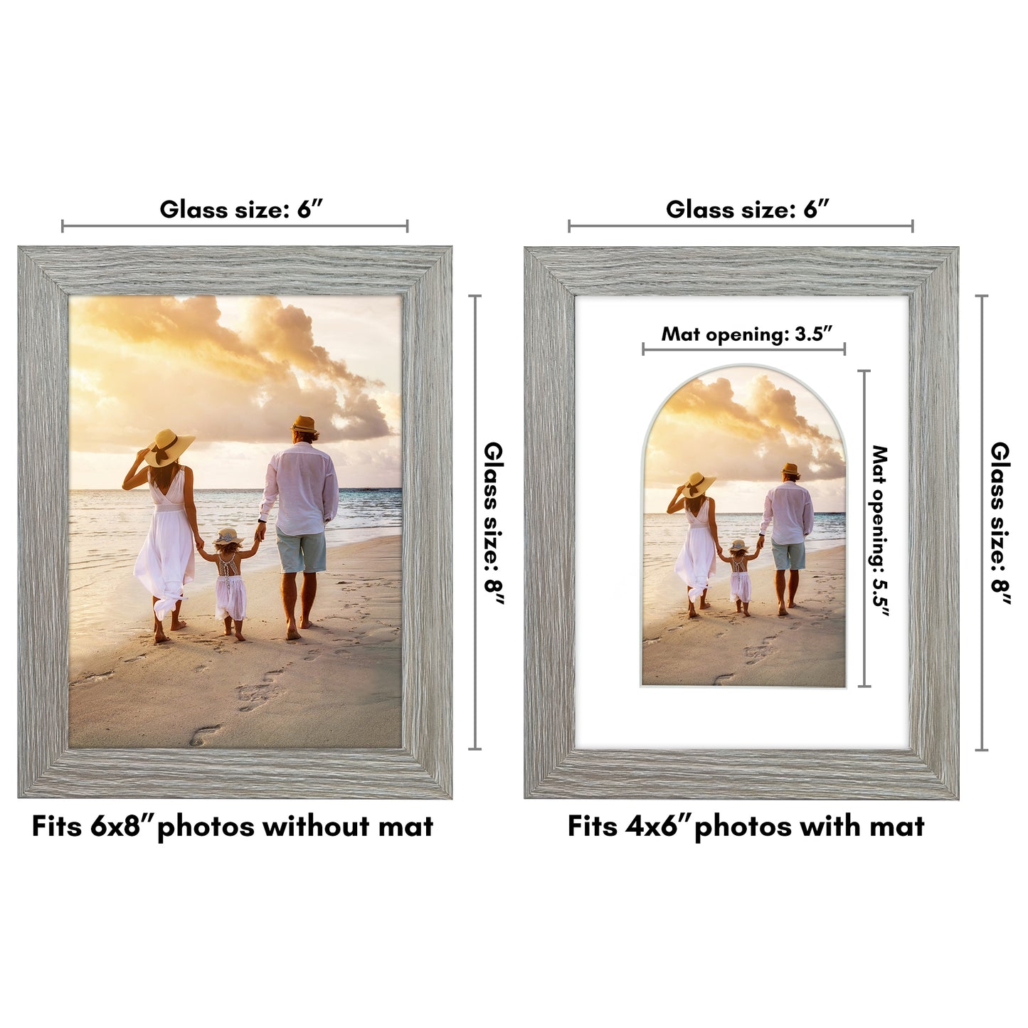 Picture Frame With Arch Mat - Engineered Wood Photo Frame with Shatter-Resistant Glass Cover