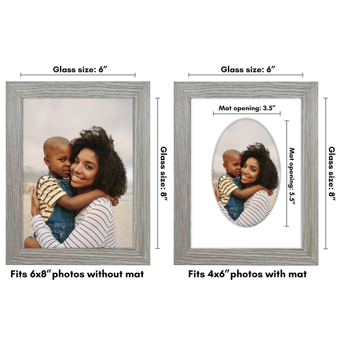 Picture Frame With Oval Mat - Engineered Wood Photo Frame with Shatter-Resistant Glass Cover