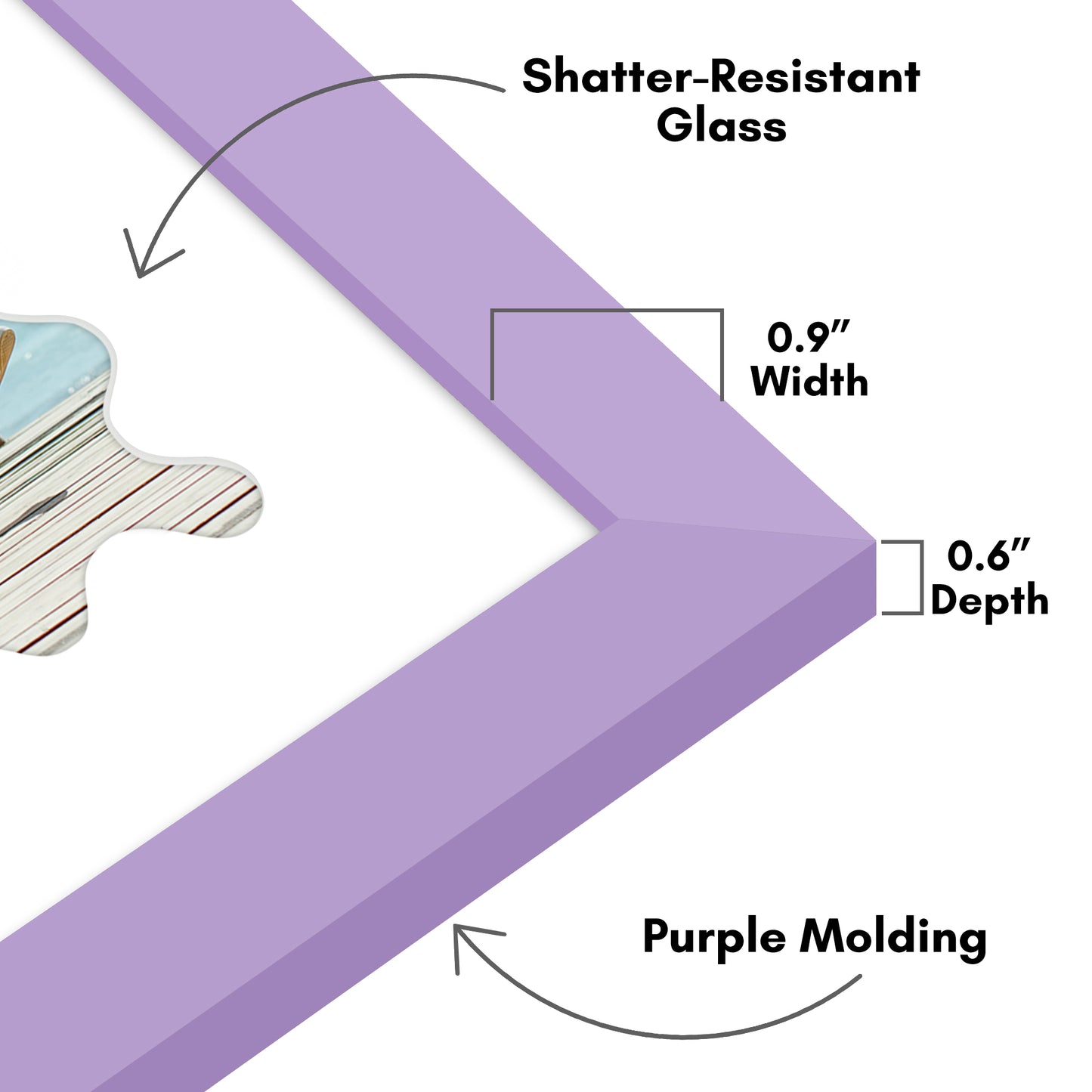 Picture Frame With Wavy Mat - Engineered Wood Photo Frame with Shatter-Resistant Glass Cover