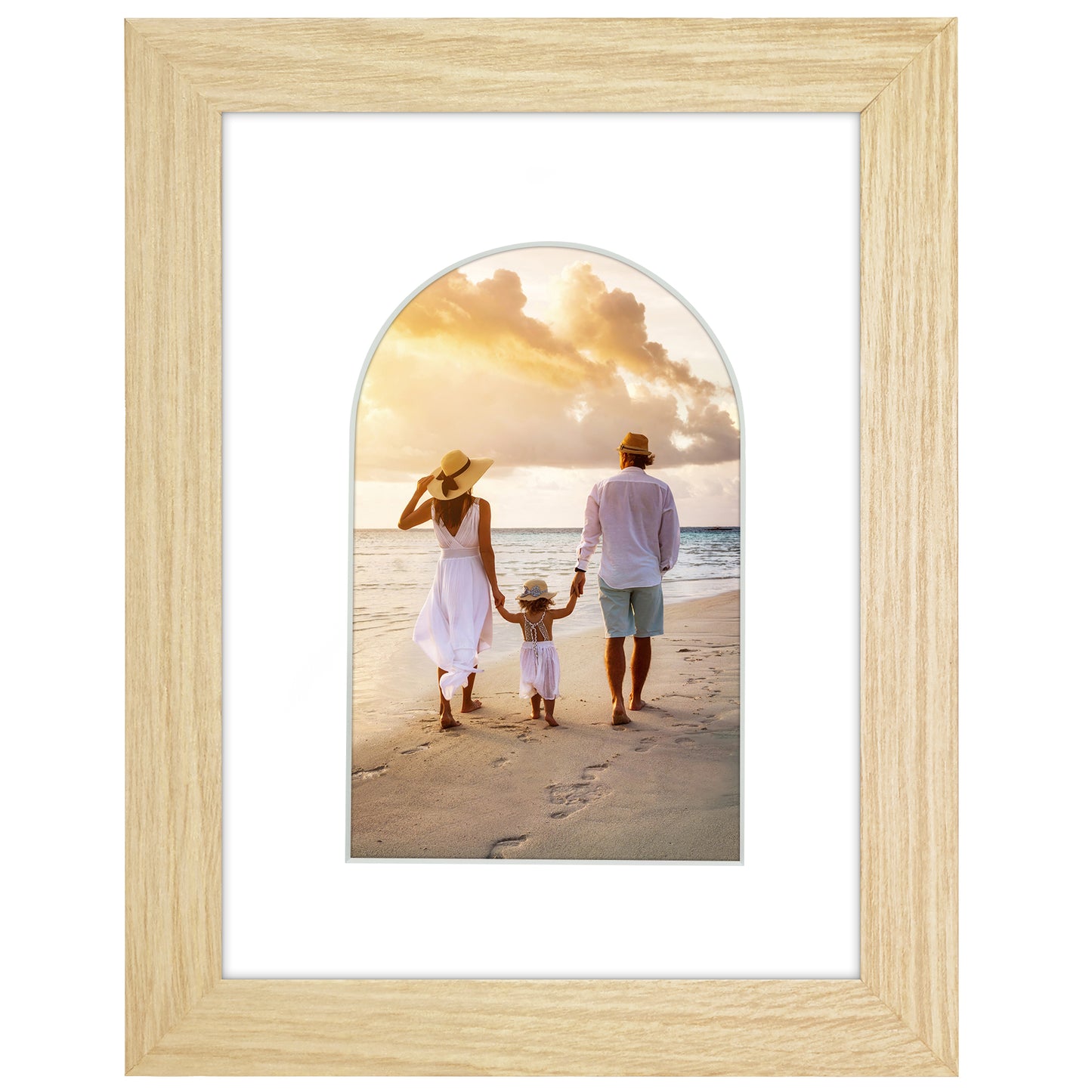 Picture Frame With Arch Mat - Engineered Wood Photo Frame with Shatter-Resistant Glass Cover