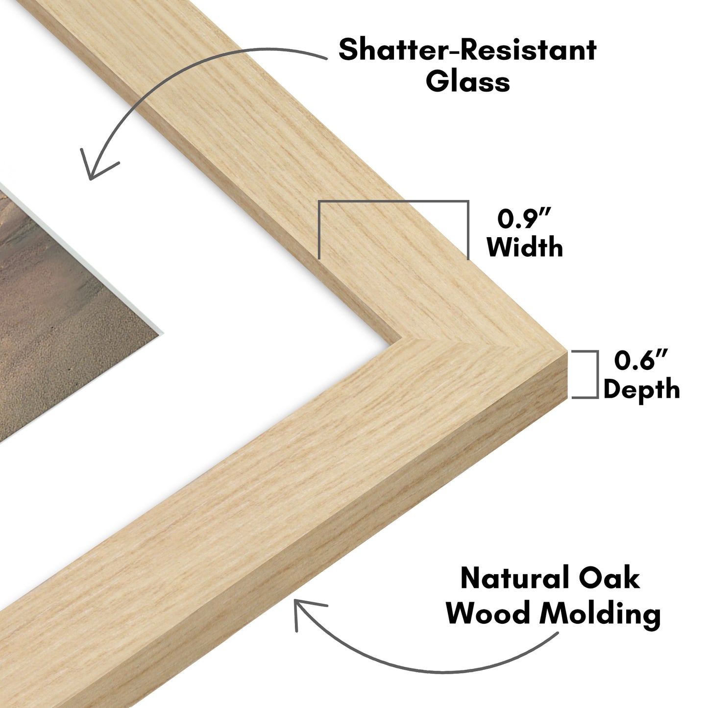 Picture Frame With Arch Mat - Engineered Wood Photo Frame with Shatter-Resistant Glass Cover