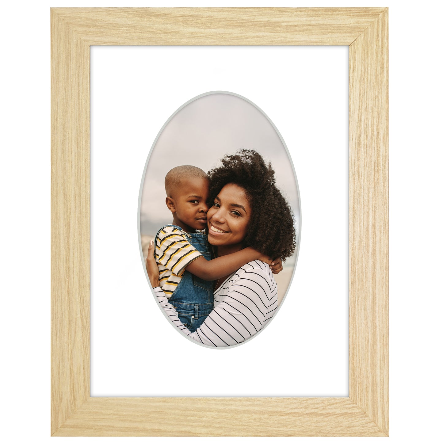 Picture Frame With Oval Mat - Engineered Wood Photo Frame with Shatter-Resistant Glass Cover