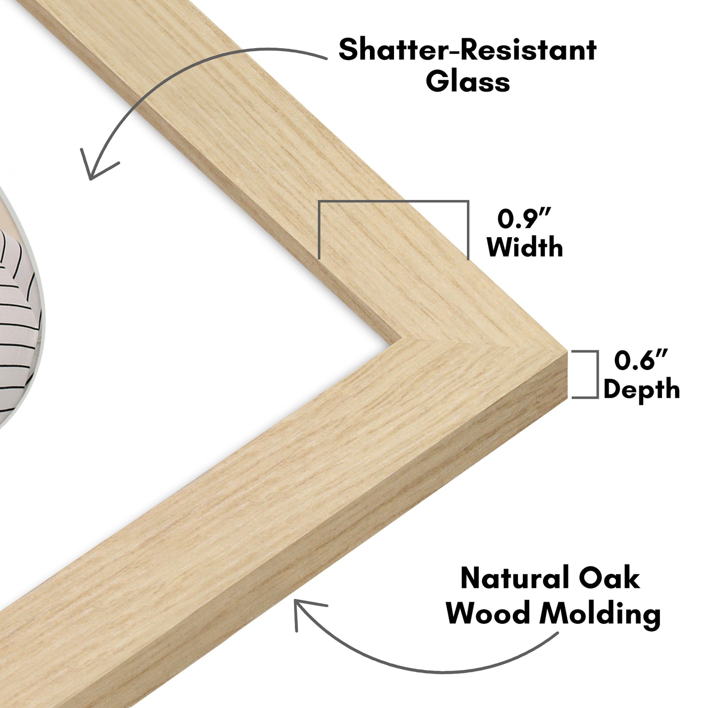 Picture Frame With Oval Mat - Engineered Wood Photo Frame with Shatter-Resistant Glass Cover