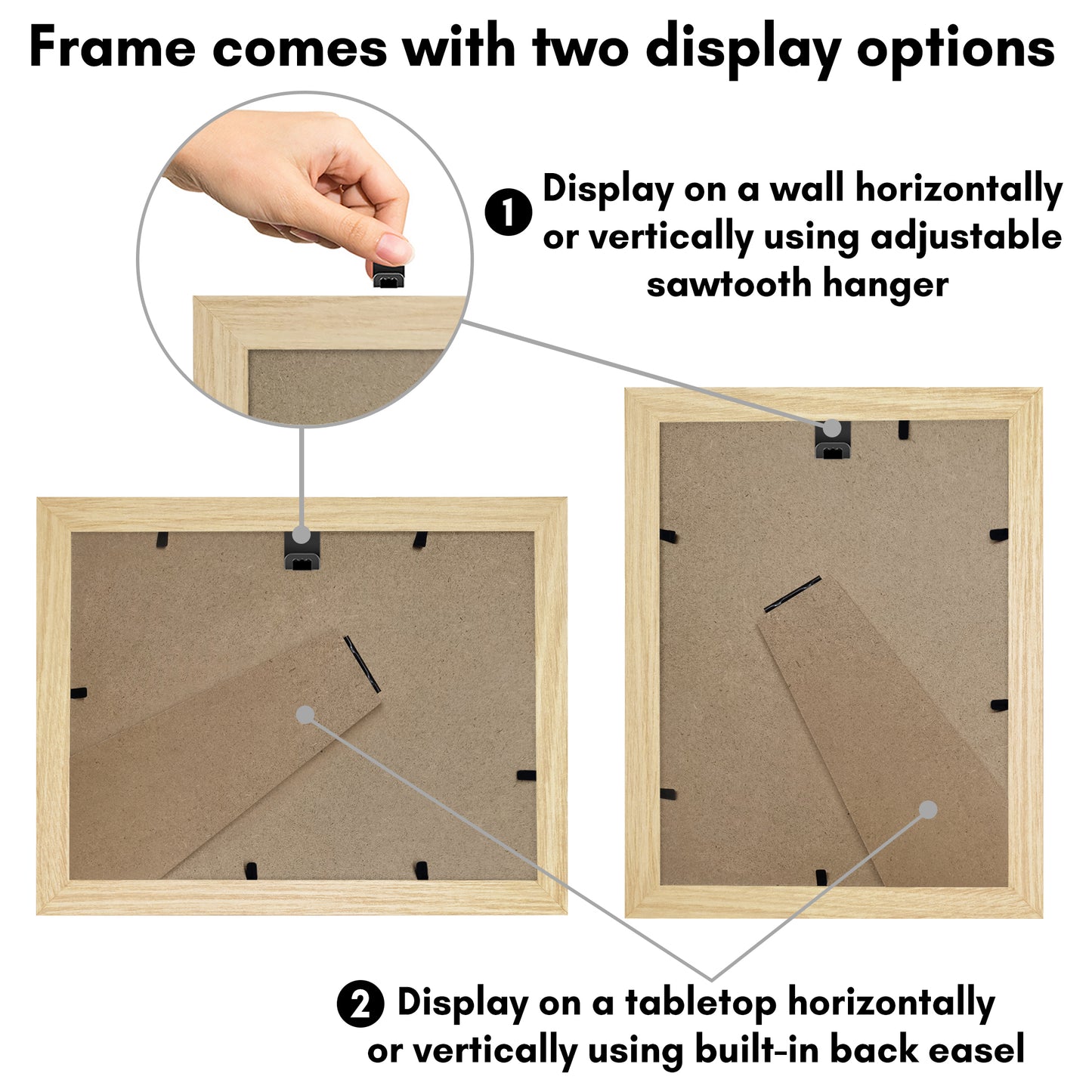 Picture Frame With Oval Mat - Engineered Wood Photo Frame with Shatter-Resistant Glass Cover