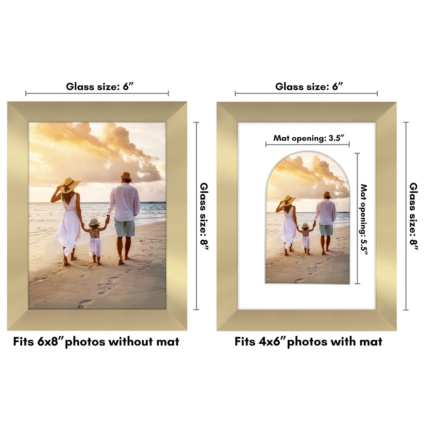 Picture Frame With Arch Mat - Engineered Wood Photo Frame with Shatter-Resistant Glass Cover