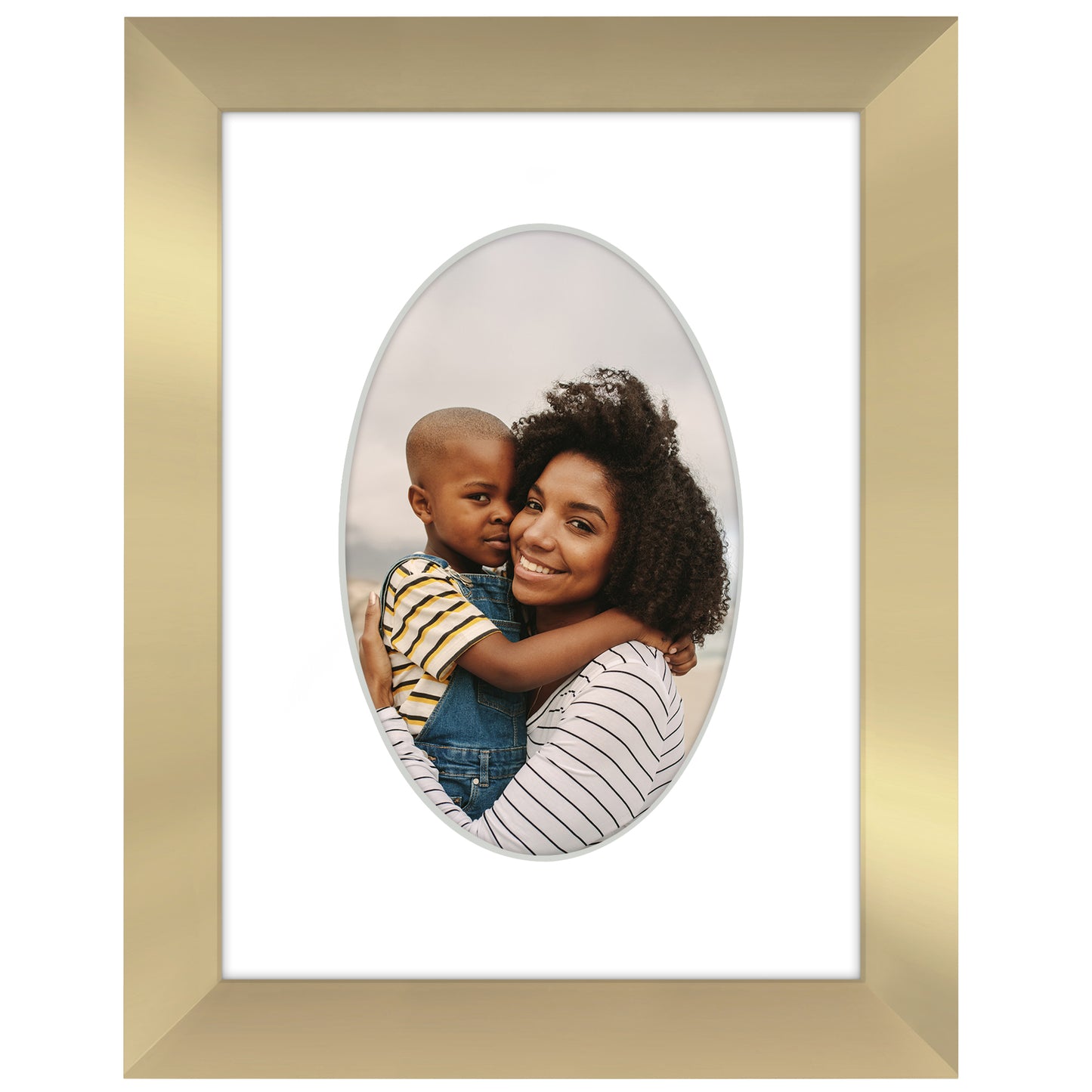 Picture Frame With Oval Mat - Engineered Wood Photo Frame with Shatter-Resistant Glass Cover