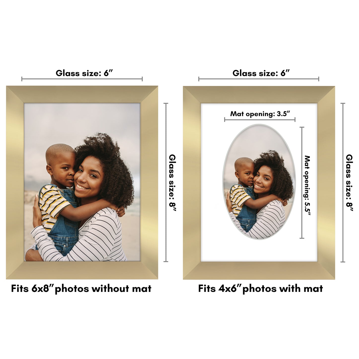 Picture Frame With Oval Mat - Engineered Wood Photo Frame with Shatter-Resistant Glass Cover