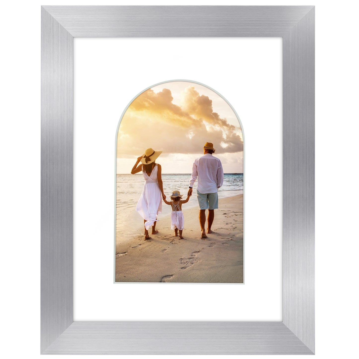 Picture Frame With Arch Mat - Engineered Wood Photo Frame with Shatter-Resistant Glass Cover