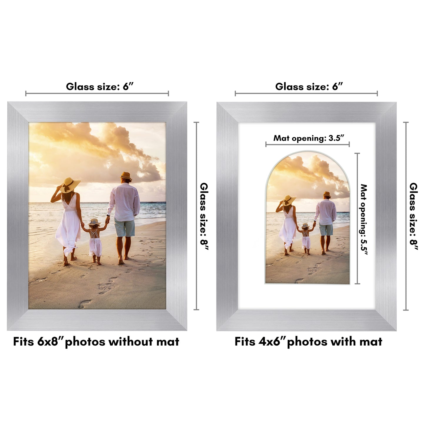 Picture Frame With Arch Mat - Engineered Wood Photo Frame with Shatter-Resistant Glass Cover