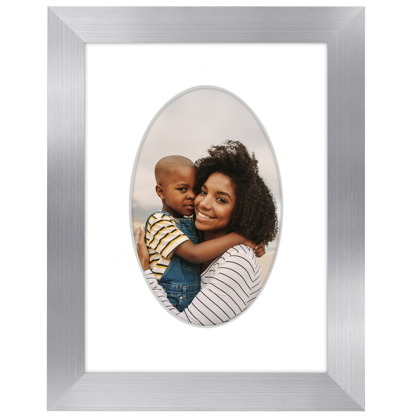 Picture Frame With Oval Mat - Engineered Wood Photo Frame with Shatter-Resistant Glass Cover