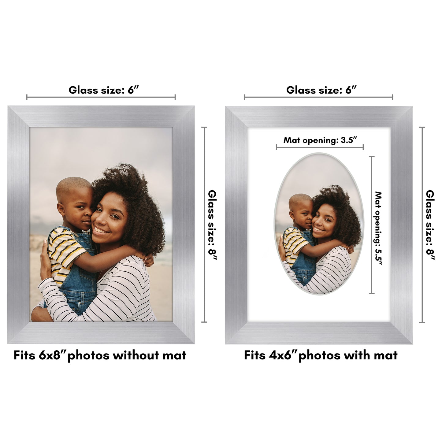 Picture Frame With Oval Mat - Engineered Wood Photo Frame with Shatter-Resistant Glass Cover