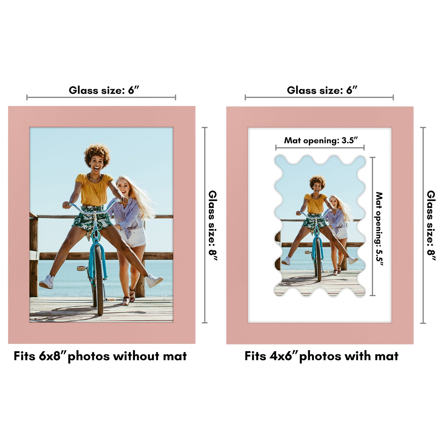 Picture Frame With Wavy Mat - Engineered Wood Photo Frame with Shatter-Resistant Glass Cover