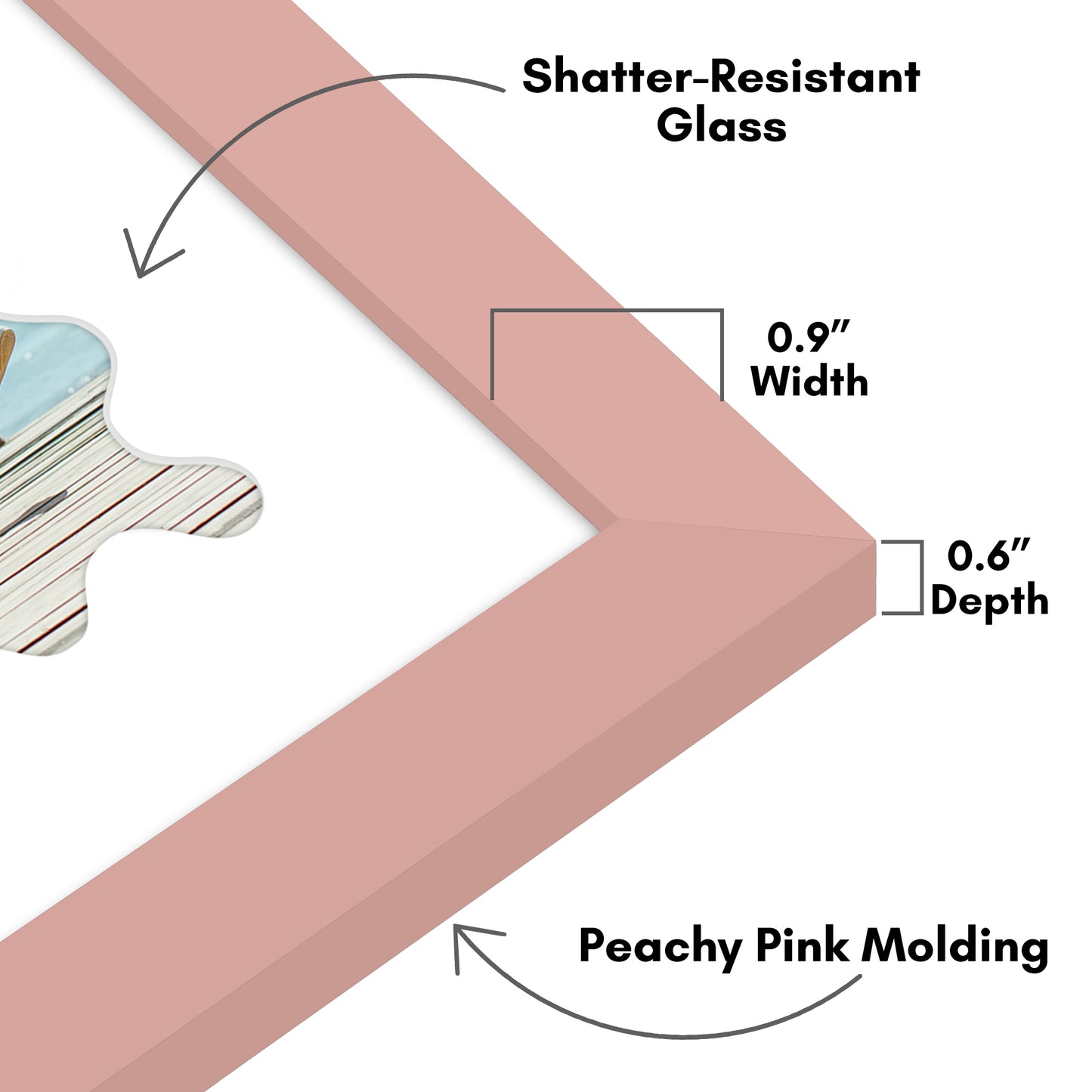 Picture Frame With Wavy Mat - Engineered Wood Photo Frame with Shatter-Resistant Glass Cover