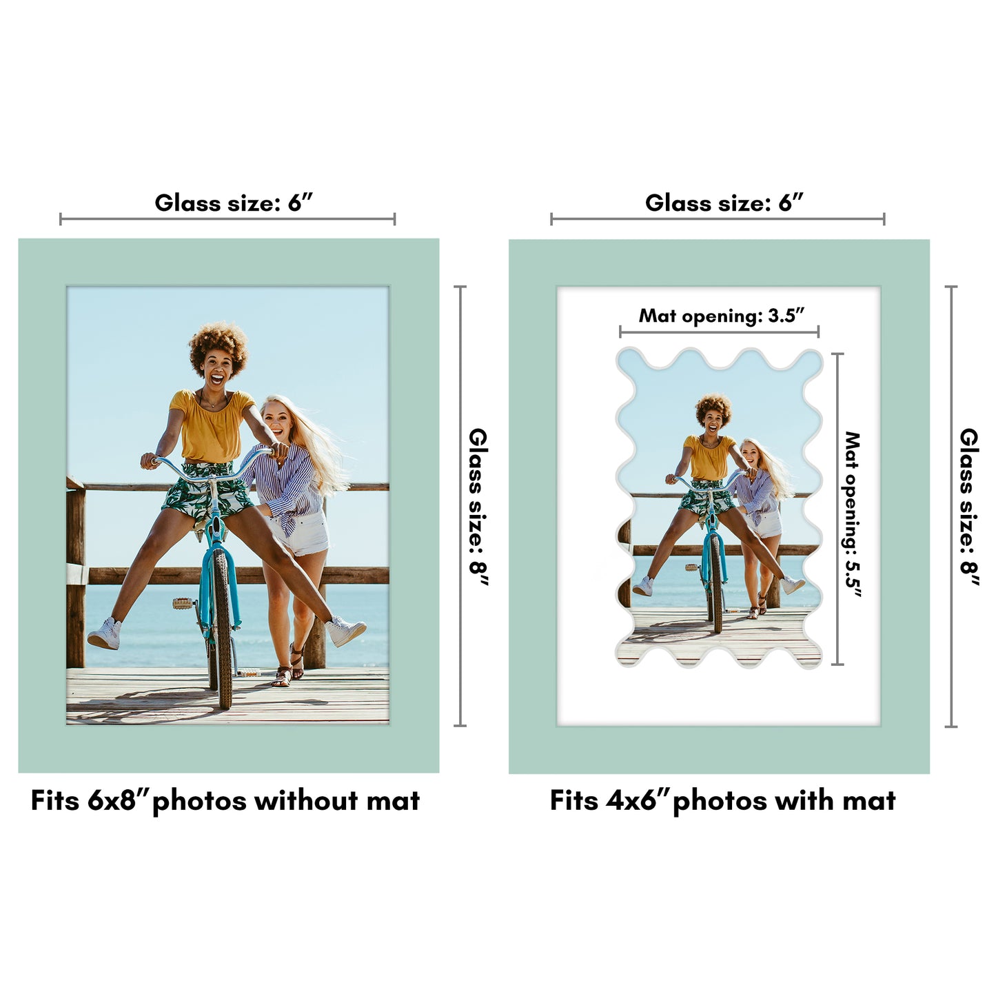 Picture Frame With Wavy Mat - Engineered Wood Photo Frame with Shatter-Resistant Glass Cover