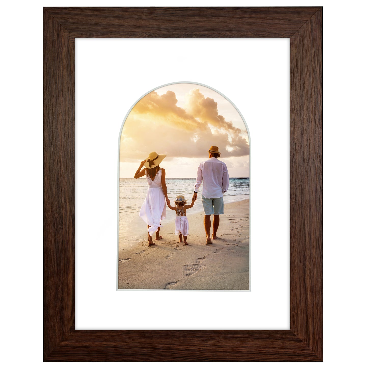 Picture Frame With Arch Mat - Engineered Wood Photo Frame with Shatter-Resistant Glass Cover