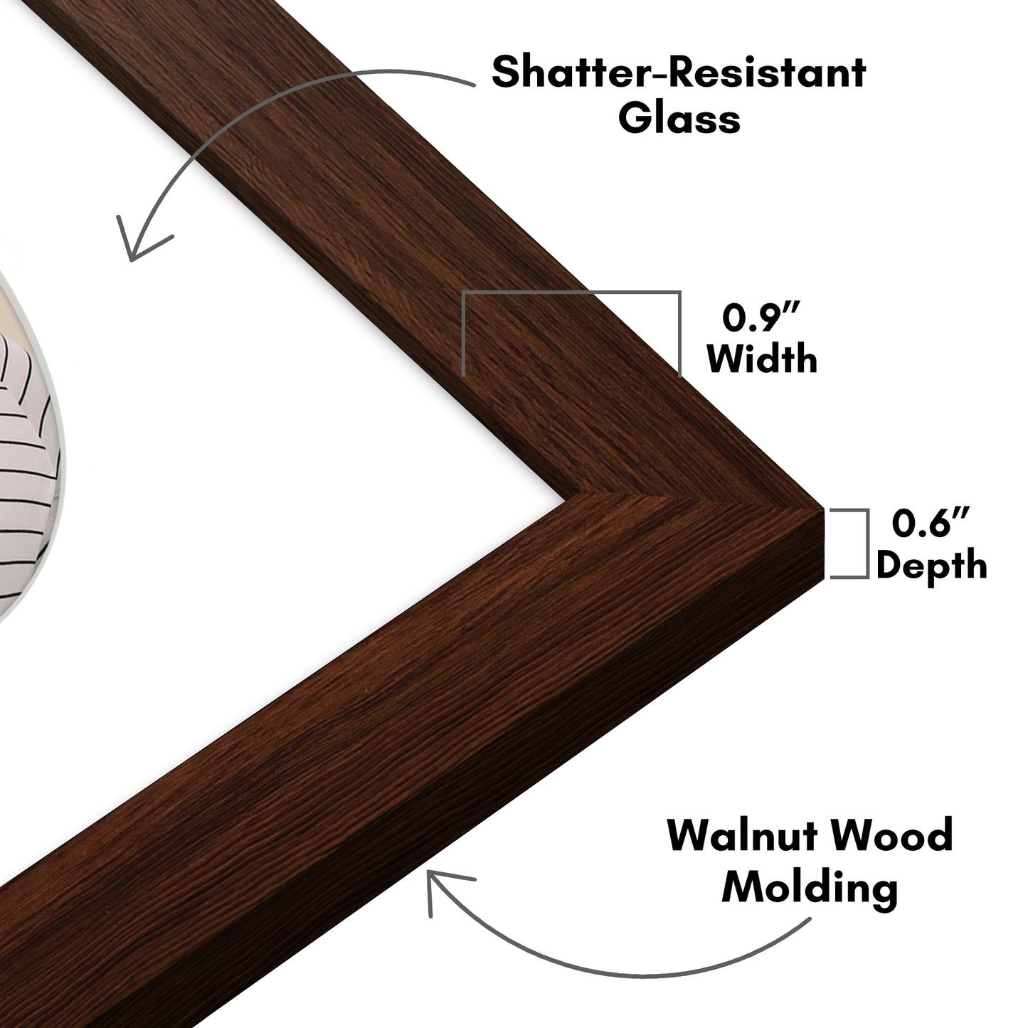 Picture Frame With Oval Mat - Engineered Wood Photo Frame with Shatter-Resistant Glass Cover