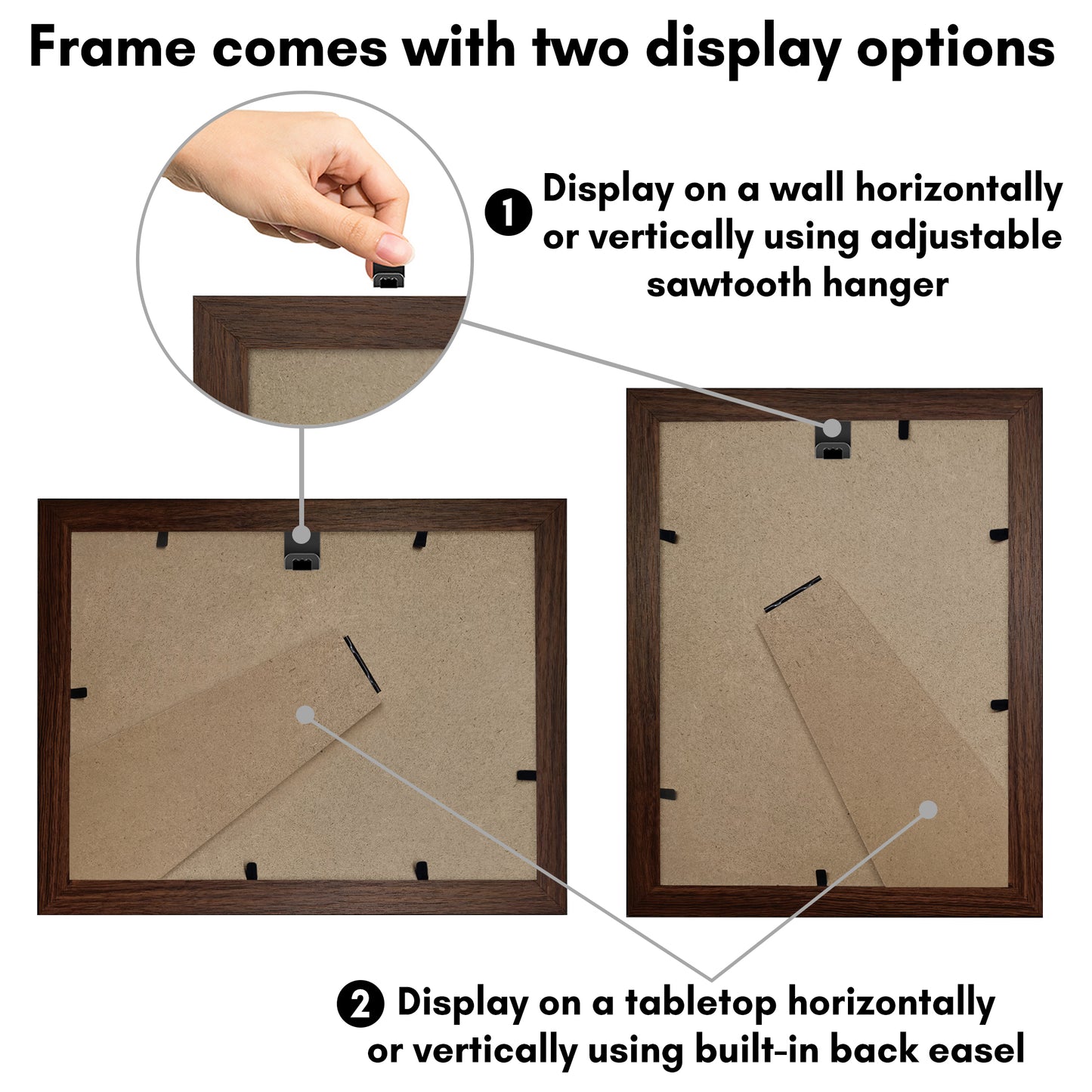 Picture Frame With Oval Mat - Engineered Wood Photo Frame with Shatter-Resistant Glass Cover