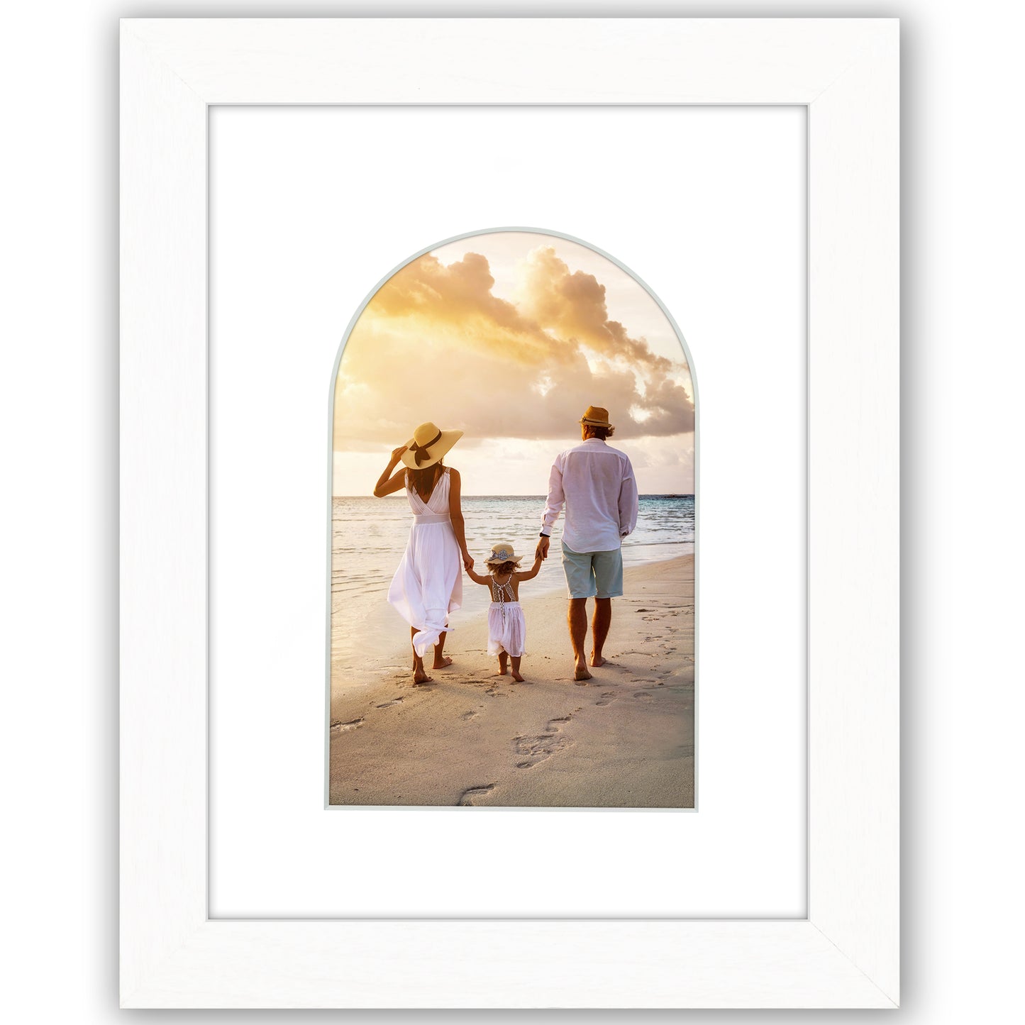 Picture Frame With Arch Mat - Engineered Wood Photo Frame with Shatter-Resistant Glass Cover