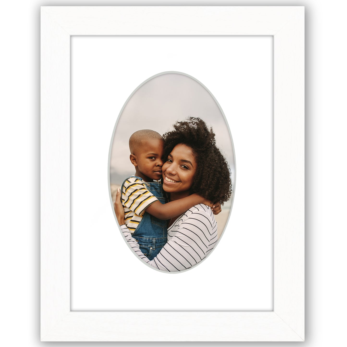 Picture Frame With Oval Mat - Engineered Wood Photo Frame with Shatter-Resistant Glass Cover