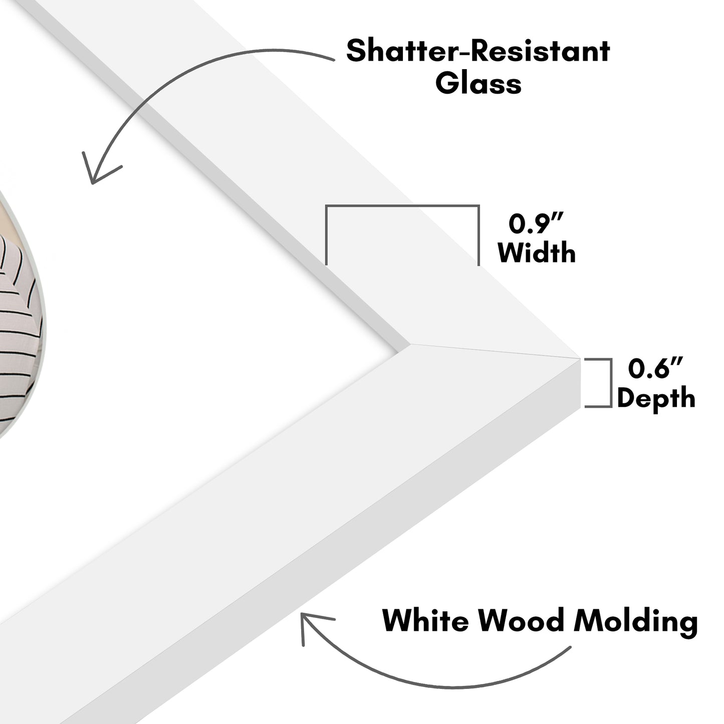 Picture Frame With Oval Mat - Engineered Wood Photo Frame with Shatter-Resistant Glass Cover