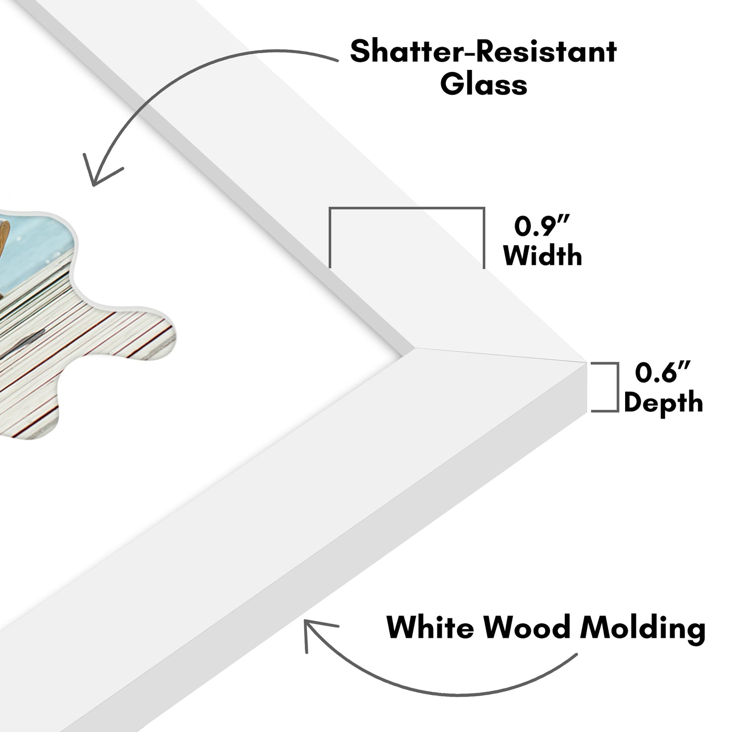 Picture Frame With Wavy Mat - Engineered Wood Photo Frame with Shatter-Resistant Glass Cover