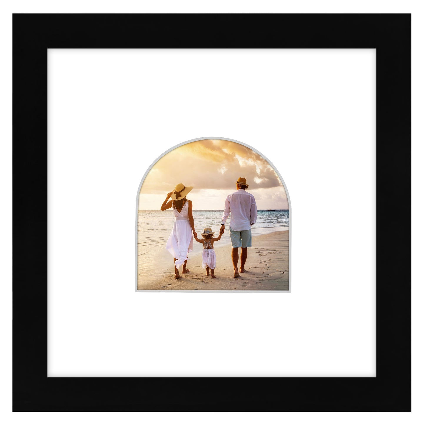 Picture Frame With Arch Mat - Engineered Wood Photo Frame with Shatter-Resistant Glass Cover