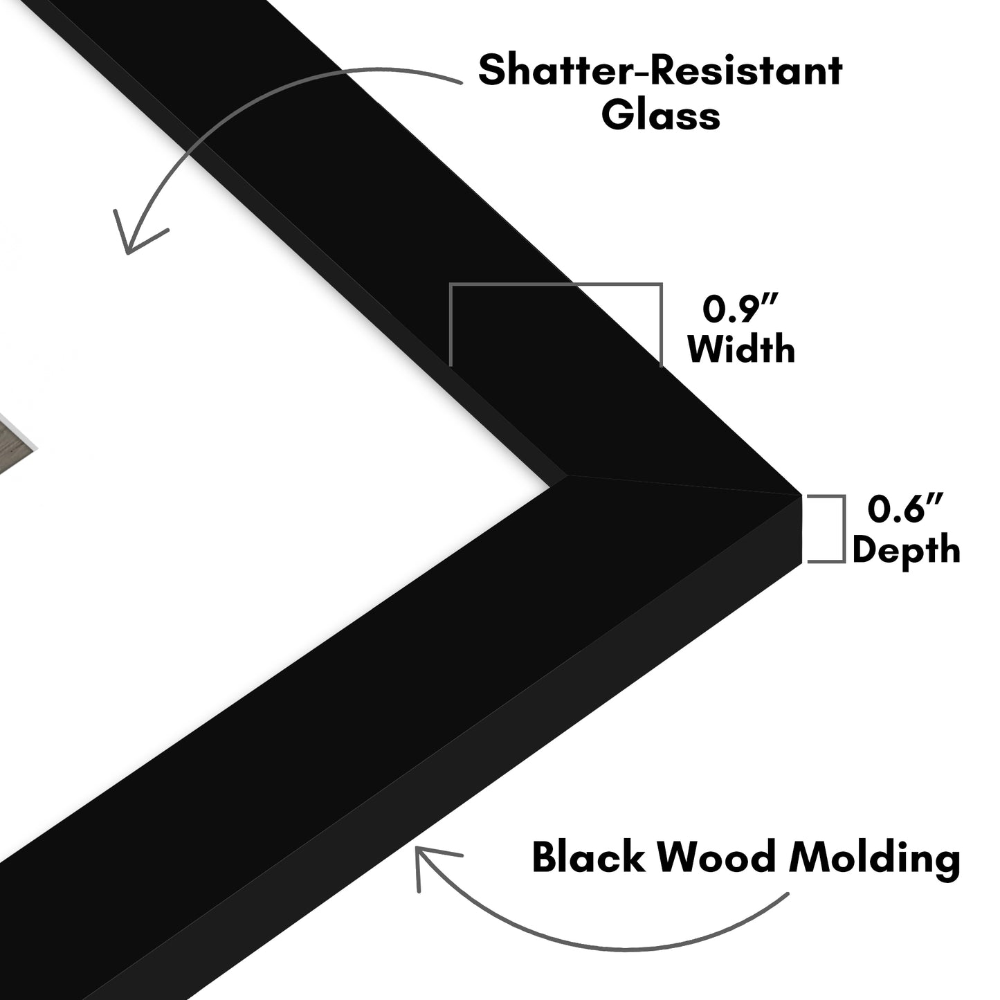 Picture Frame With Arch Mat - Engineered Wood Photo Frame with Shatter-Resistant Glass Cover