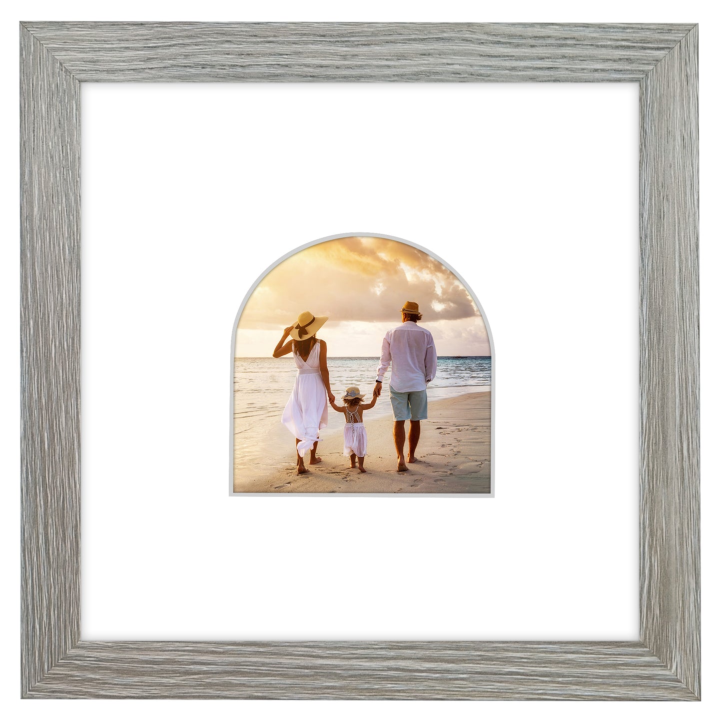 Picture Frame With Arch Mat - Engineered Wood Photo Frame with Shatter-Resistant Glass Cover