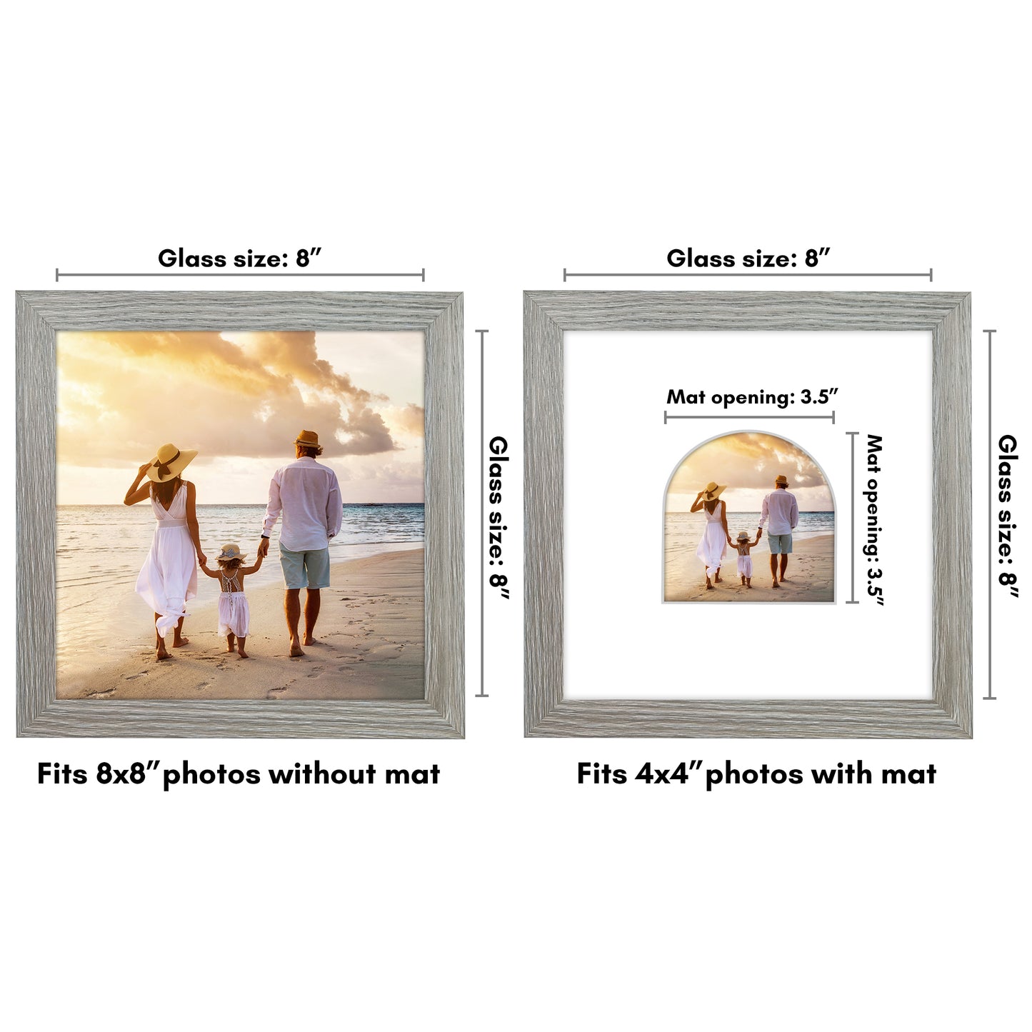 Picture Frame With Arch Mat - Engineered Wood Photo Frame with Shatter-Resistant Glass Cover