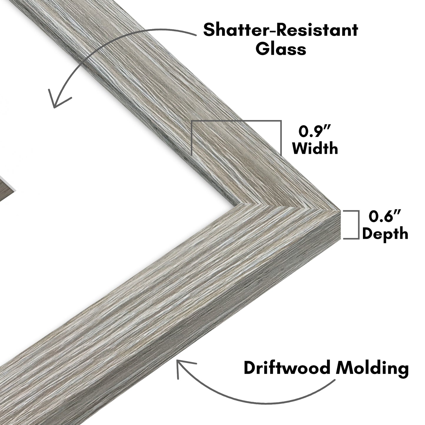 Picture Frame With Arch Mat - Engineered Wood Photo Frame with Shatter-Resistant Glass Cover