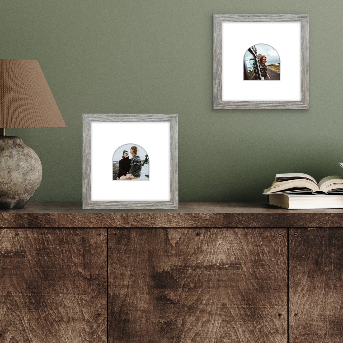 Picture Frame With Arch Mat - Engineered Wood Photo Frame with Shatter-Resistant Glass Cover