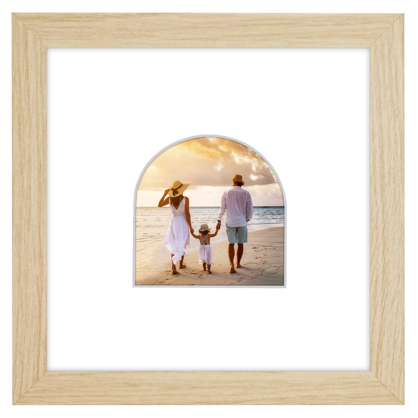 Picture Frame With Arch Mat - Engineered Wood Photo Frame with Shatter-Resistant Glass Cover