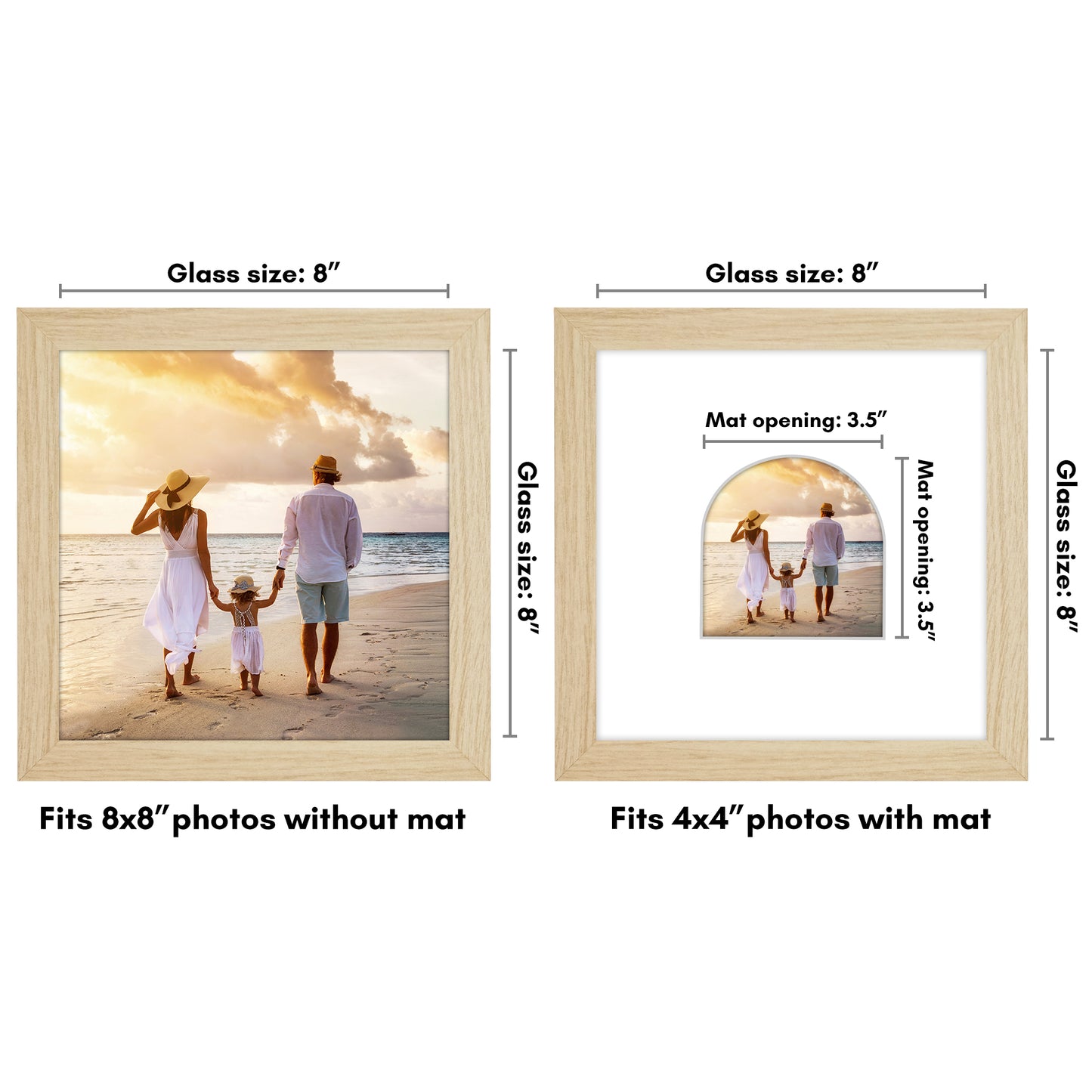 Picture Frame With Arch Mat - Engineered Wood Photo Frame with Shatter-Resistant Glass Cover