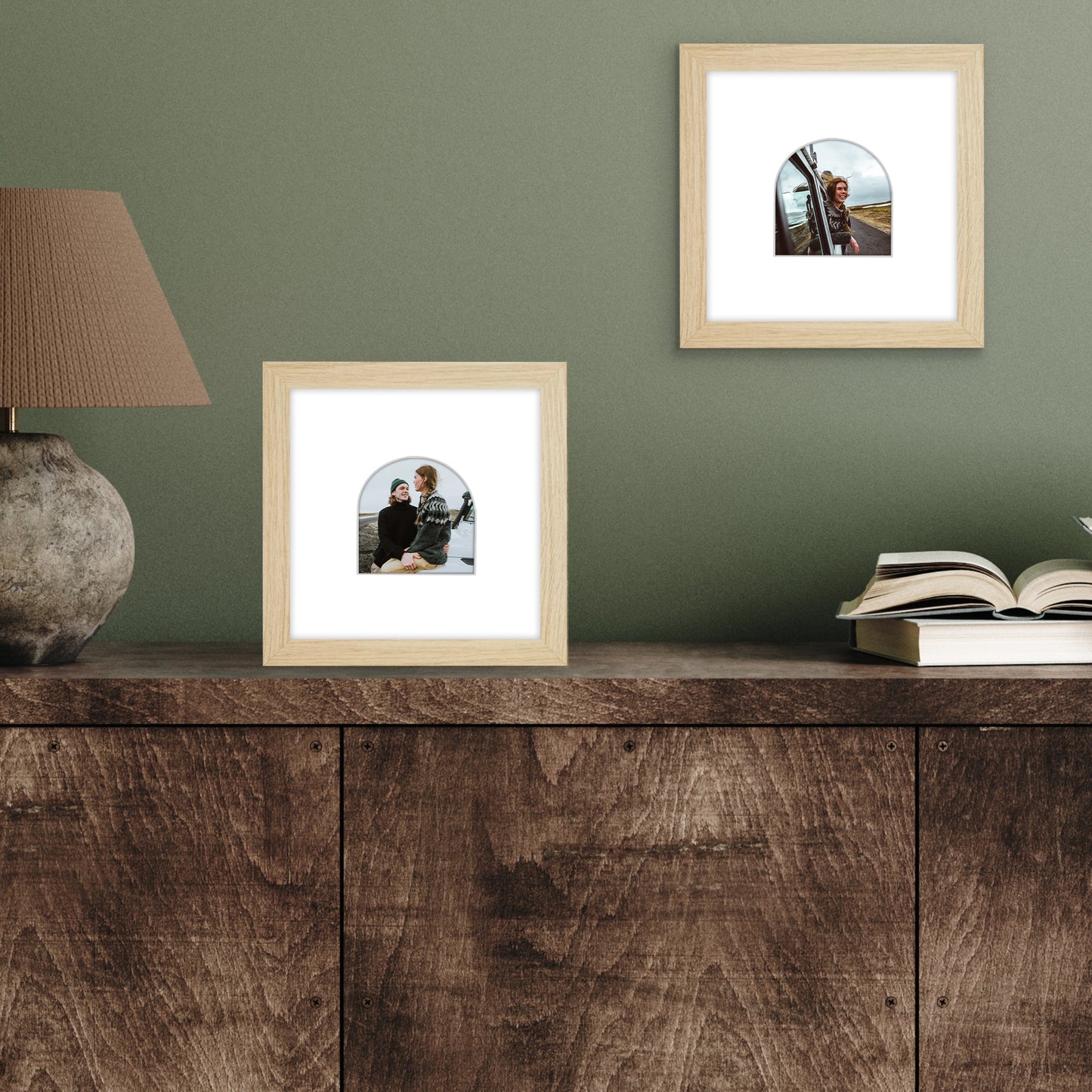 Picture Frame With Arch Mat - Engineered Wood Photo Frame with Shatter-Resistant Glass Cover