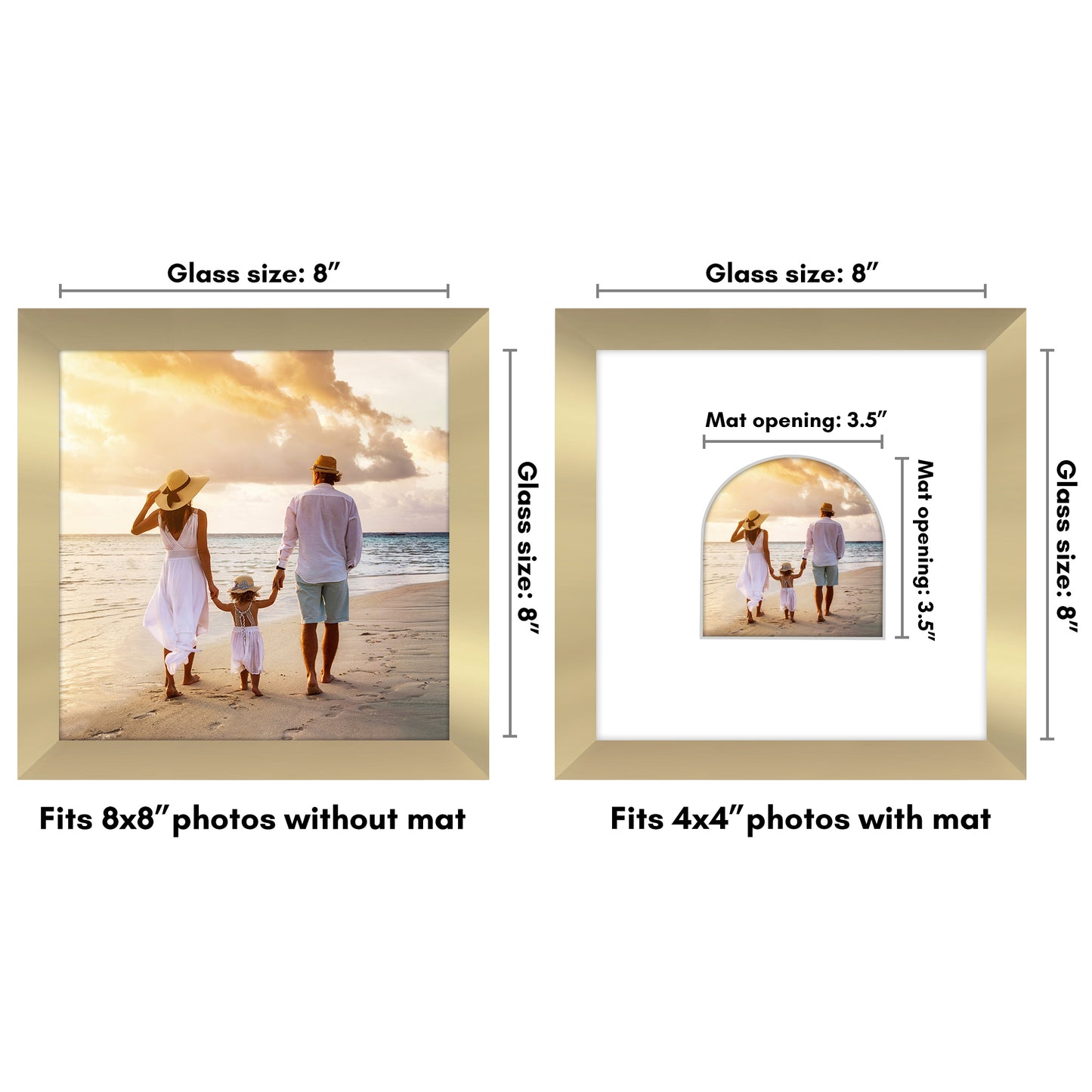 Picture Frame With Arch Mat - Engineered Wood Photo Frame with Shatter-Resistant Glass Cover