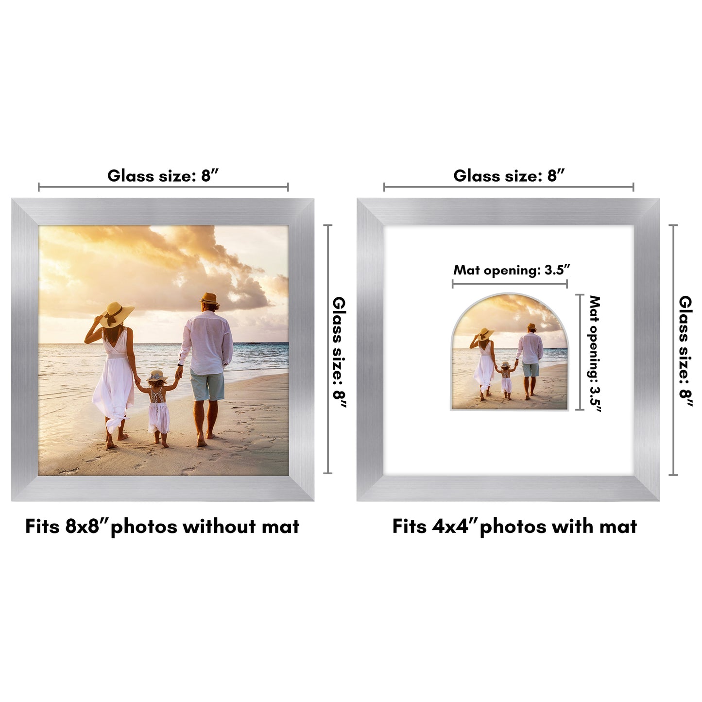 Picture Frame With Arch Mat - Engineered Wood Photo Frame with Shatter-Resistant Glass Cover