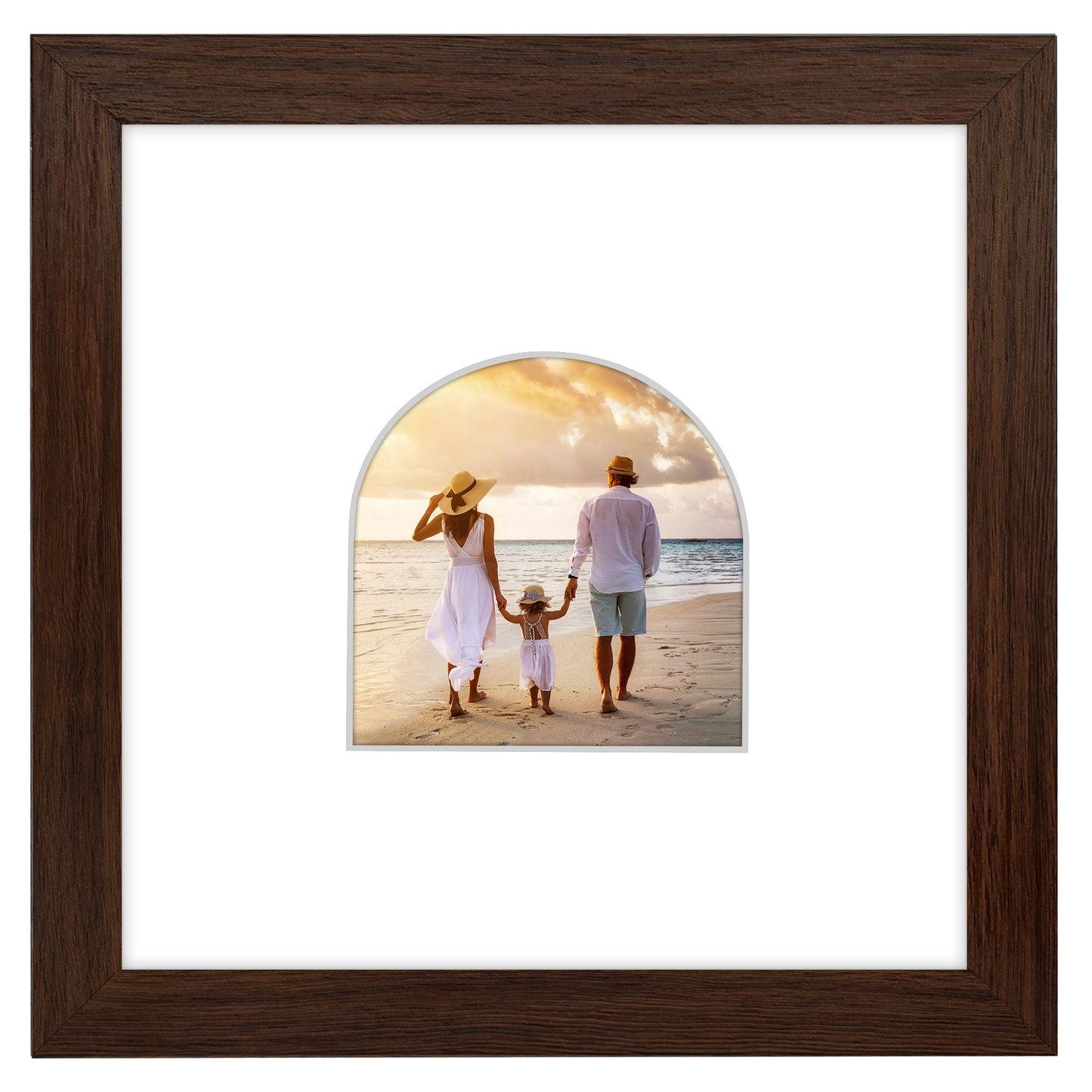 Picture Frame With Arch Mat - Engineered Wood Photo Frame with Shatter-Resistant Glass Cover