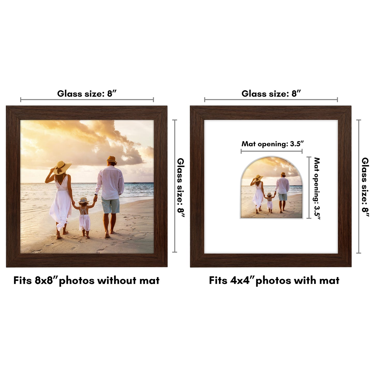 Picture Frame With Arch Mat - Engineered Wood Photo Frame with Shatter-Resistant Glass Cover