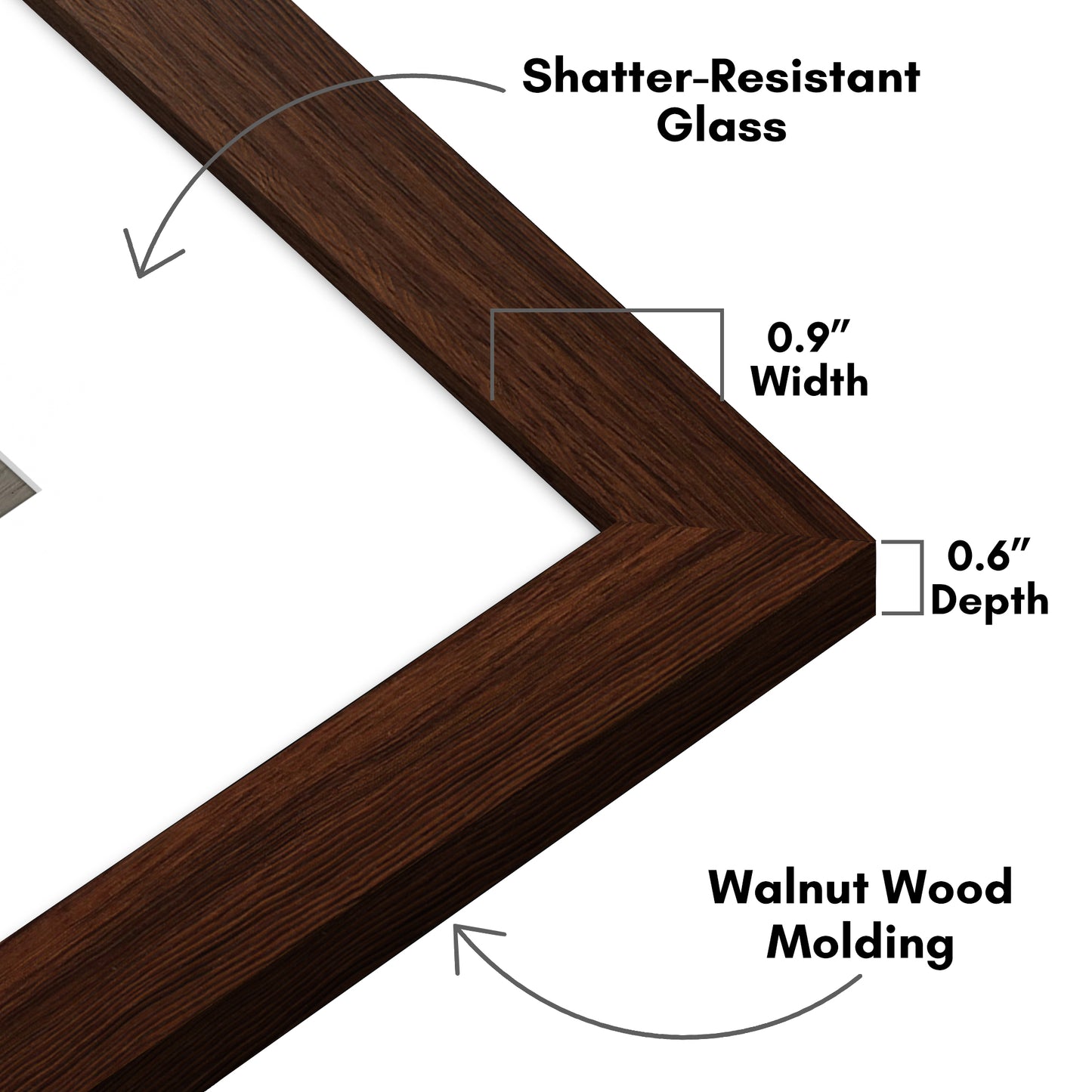 Picture Frame With Arch Mat - Engineered Wood Photo Frame with Shatter-Resistant Glass Cover