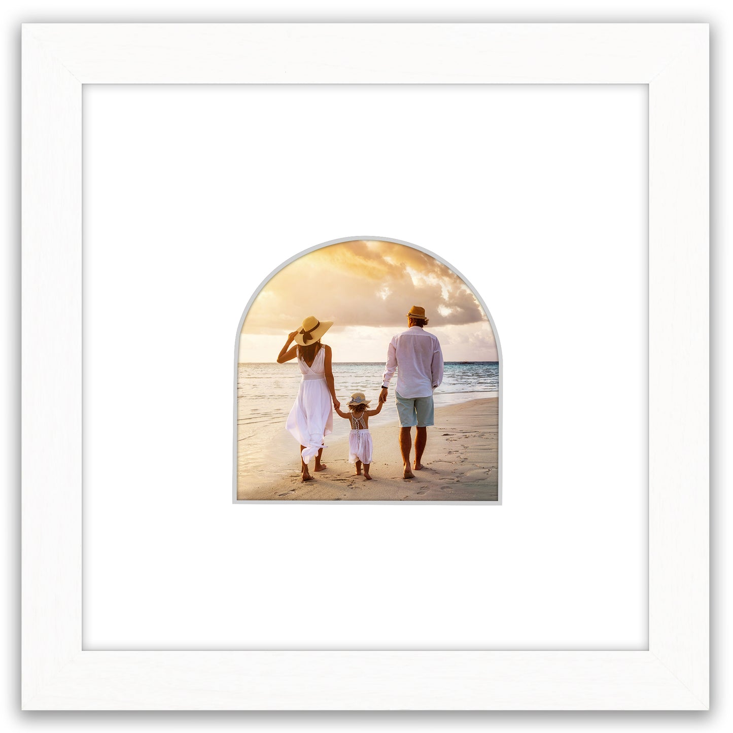 Picture Frame With Arch Mat - Engineered Wood Photo Frame with Shatter-Resistant Glass Cover