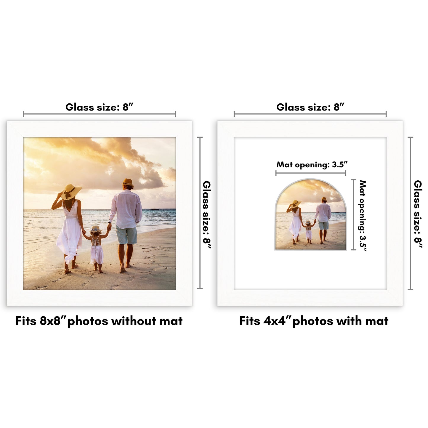 Picture Frame With Arch Mat - Engineered Wood Photo Frame with Shatter-Resistant Glass Cover