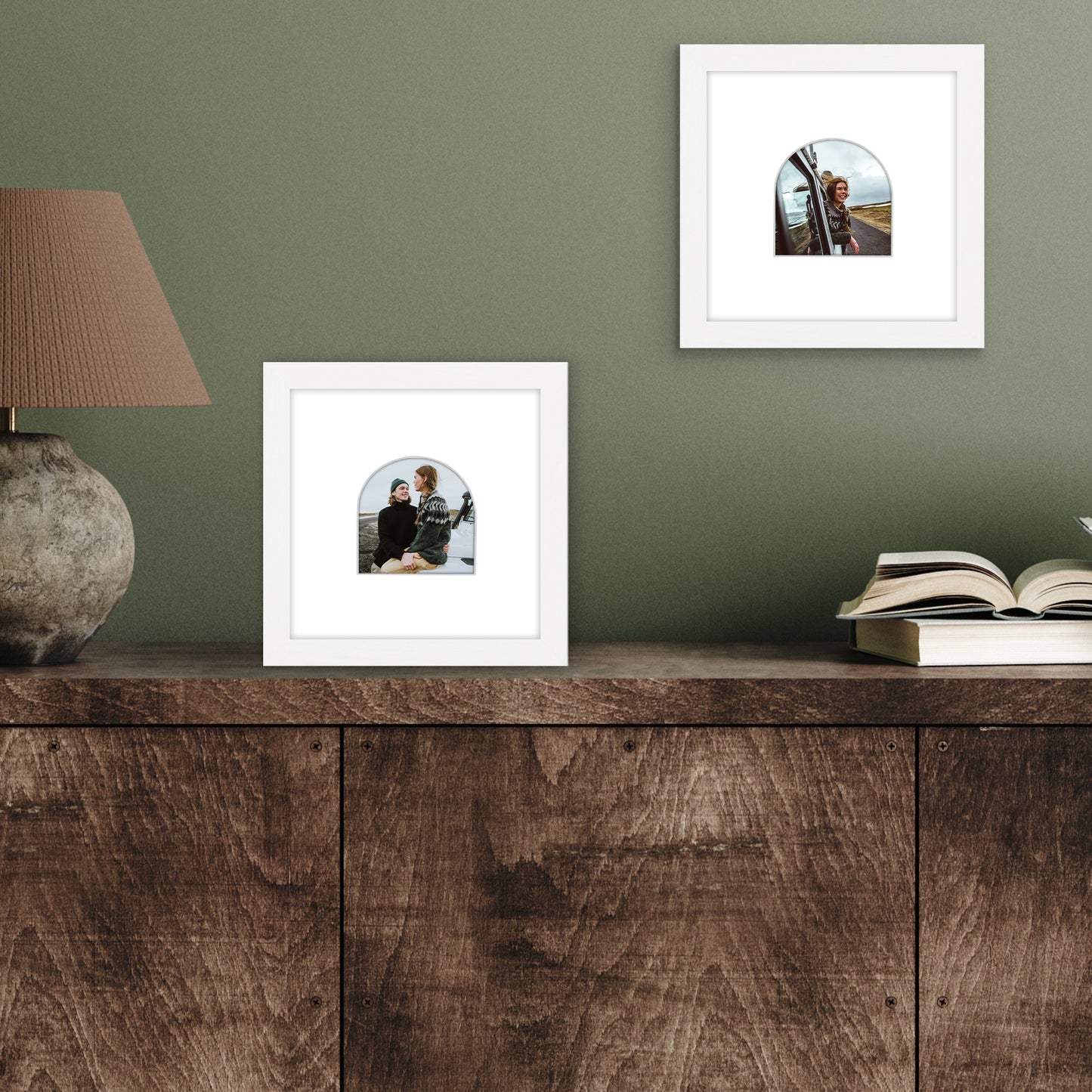 Picture Frame With Arch Mat - Engineered Wood Photo Frame with Shatter-Resistant Glass Cover