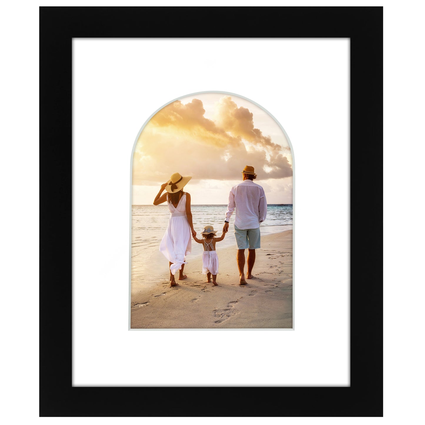 Picture Frame With Arch Mat - Engineered Wood Photo Frame with Shatter-Resistant Glass Cover