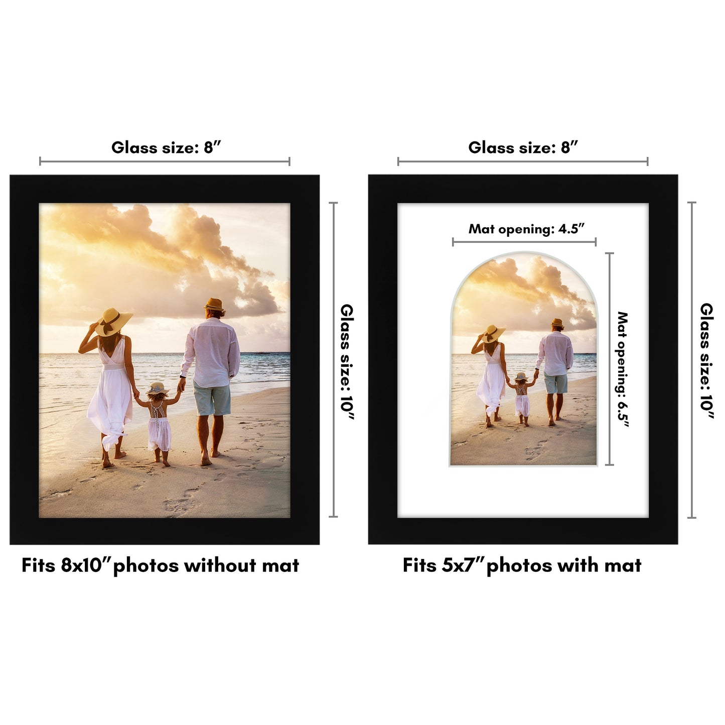 Picture Frame With Arch Mat - Engineered Wood Photo Frame with Shatter-Resistant Glass Cover